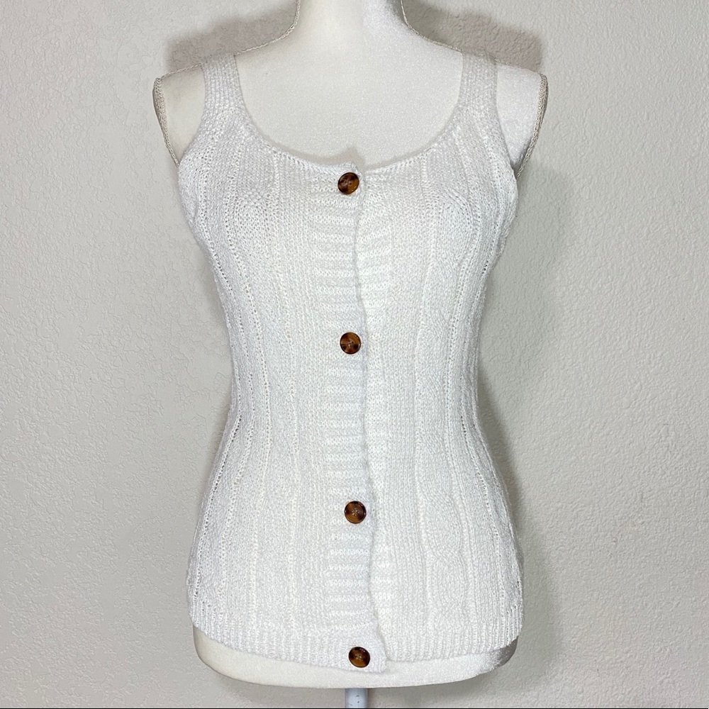 Sweet Rain White Sleeveless Sweater Top     A